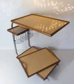 Desserte vintage l'adap-table acier bois chrome formica