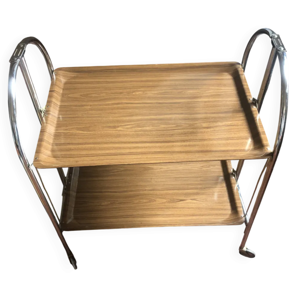 Desserte vintage pliable modulable en formica pieds chromés