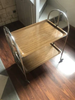 Desserte vintage pliable modulable en formica pieds chromés