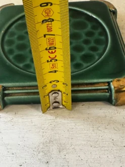 Dessous de bouteille Art déco en céramique émaillée verte mouchetée et dorée