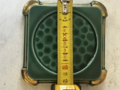 Dessous de bouteille Art déco en céramique émaillée verte mouchetée et dorée