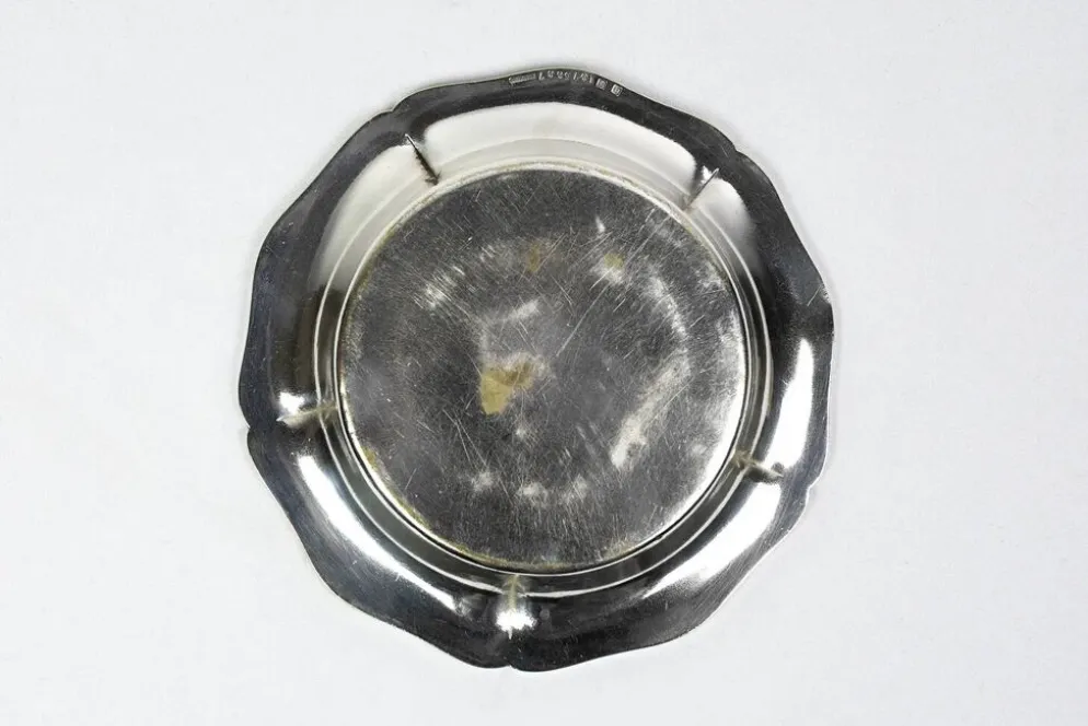 Dessous de bouteille Christofle en métal argenté, contours filets, XIXe