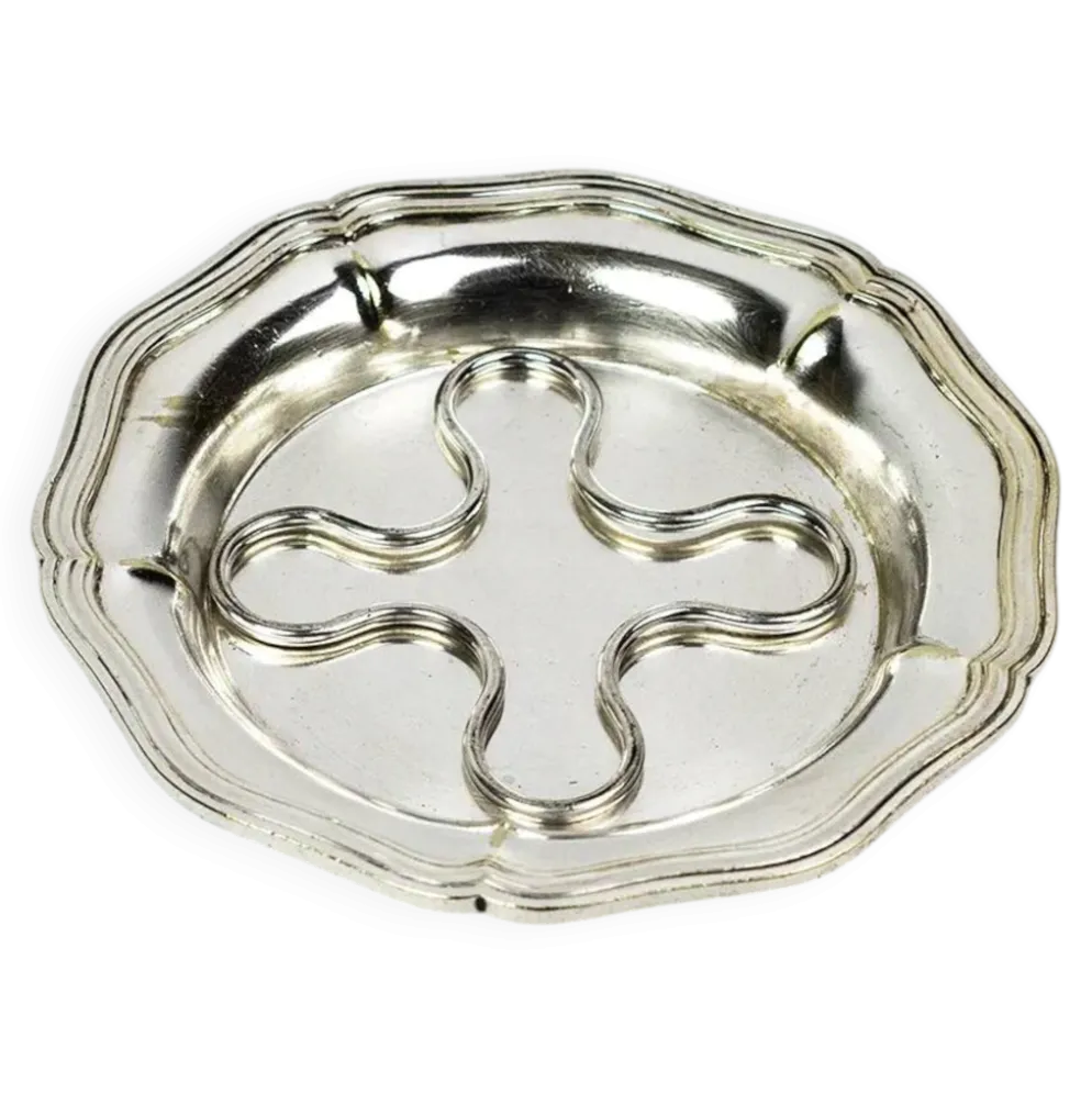 Dessous de bouteille Christofle en métal argenté, contours filets, XIXe