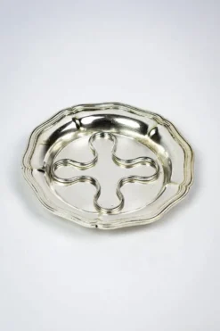 Dessous de bouteille Christofle en métal argenté, contours filets, XIXe