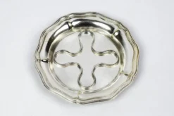 Dessous de bouteille Christofle en métal argenté, contours filets, XIXe