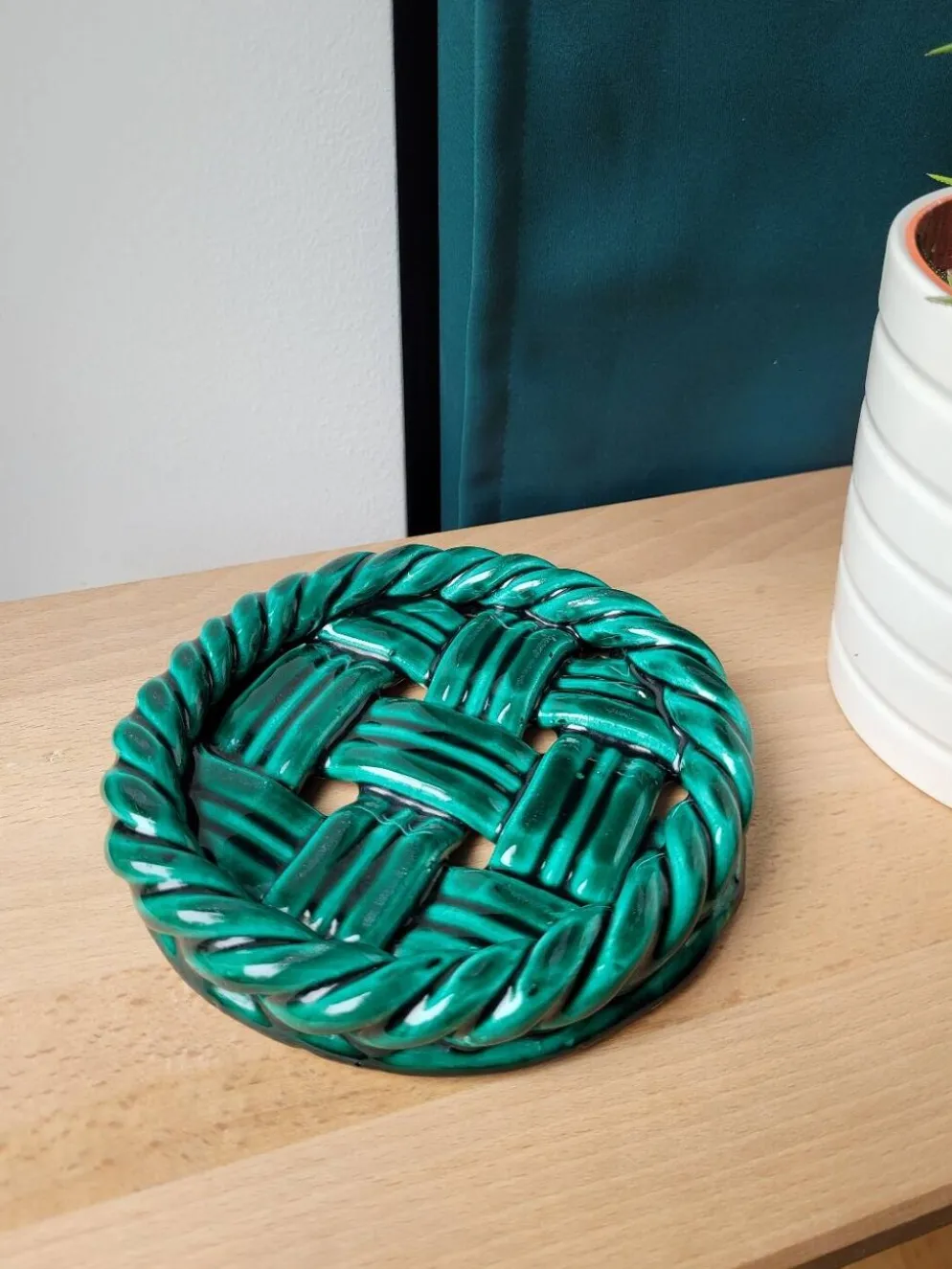 Dessous de bouteille en porcelaine vernissé Vallauris