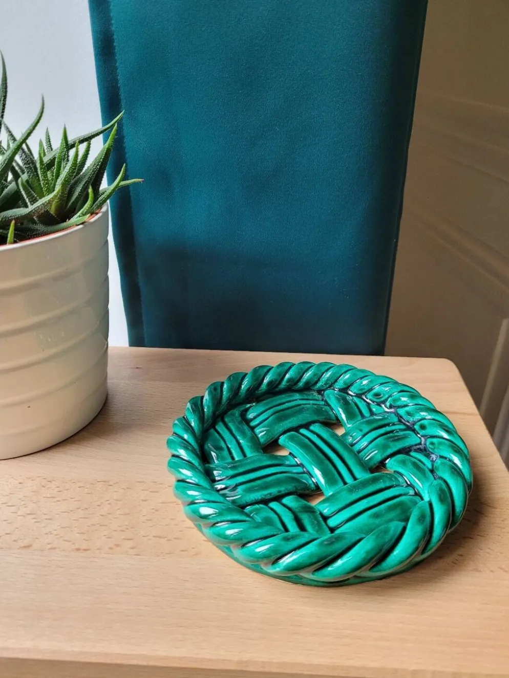 Dessous de bouteille en porcelaine vernissé Vallauris