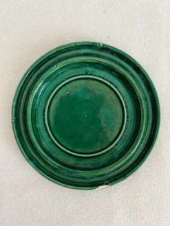 Dessous de bouteille vintage en céramique verte tressée