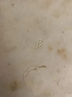 Dessous de plat ancien en grès émaillé bleu, France