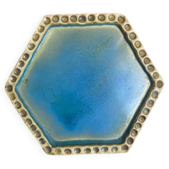 Dessous de plat ancien en grès émaillé bleu, France