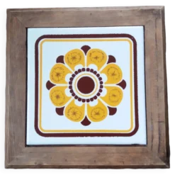 Dessous de plat années 70 carreau de faience