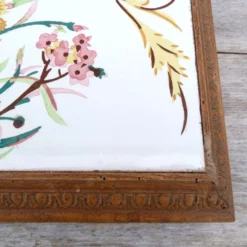 Dessous de plat 1900 carreau de faience et entourage bois