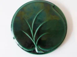Dessous-de-plat céramique verte en forme de feuille - Vintage 1960