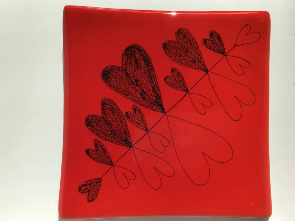 Dessous de plat cœur rouge