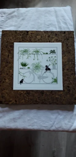 Dessous de plat décoratif en céramique et liège