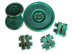 Dessous de plat, dessous de bouteille et porte-couteaux en céramique verte