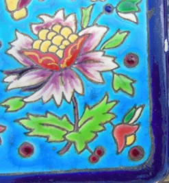 Dessous de plat emaux cloisonné De Longwy décor rare de longwy