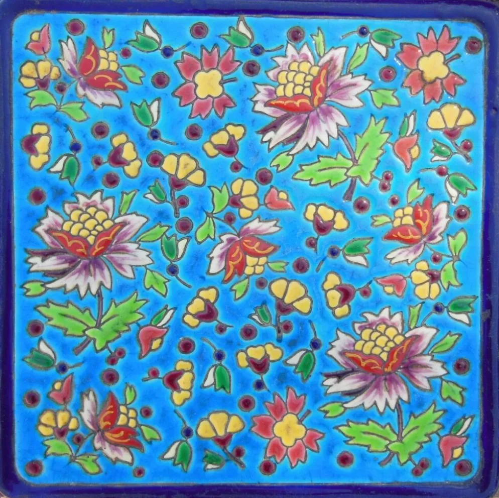 Dessous de plat emaux cloisonné De Longwy décor rare de longwy