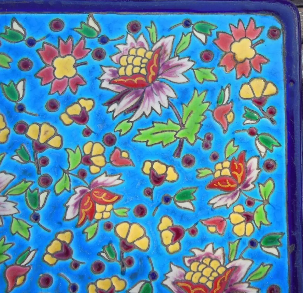 Dessous de plat emaux cloisonné De Longwy décor rare de longwy