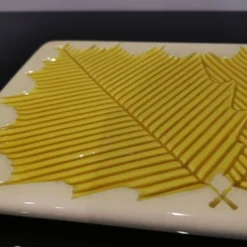 Dessous de plat en céramique décor de feuilles Verceram 60's