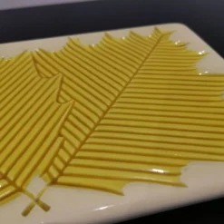 Dessous de plat en céramique décor de feuilles Verceram 60's