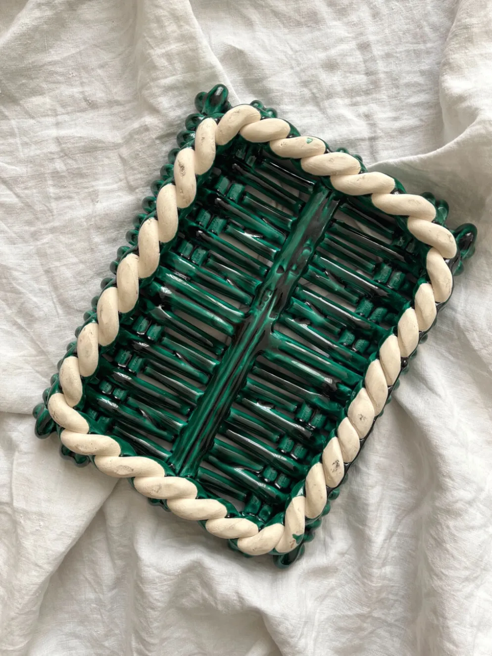 Dessous de plat en céramique tressée Vallauris vintage