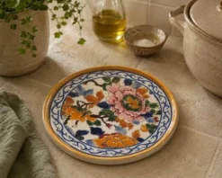 Dessous De Plat En Faïence De Gien, Pivoine