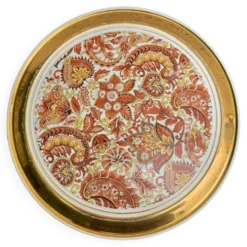 Dessous de plat en faience, centre de table motif cachemire, vintage 1960, estampille B france