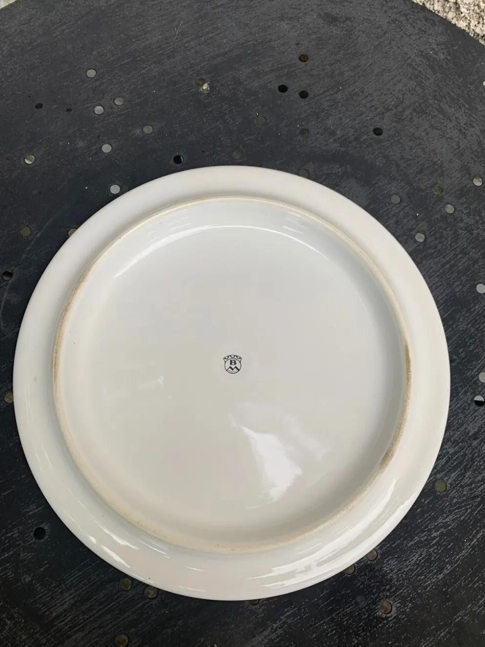 Dessous de plat en faience, centre de table motif cachemire, vintage 1960, estampille B france