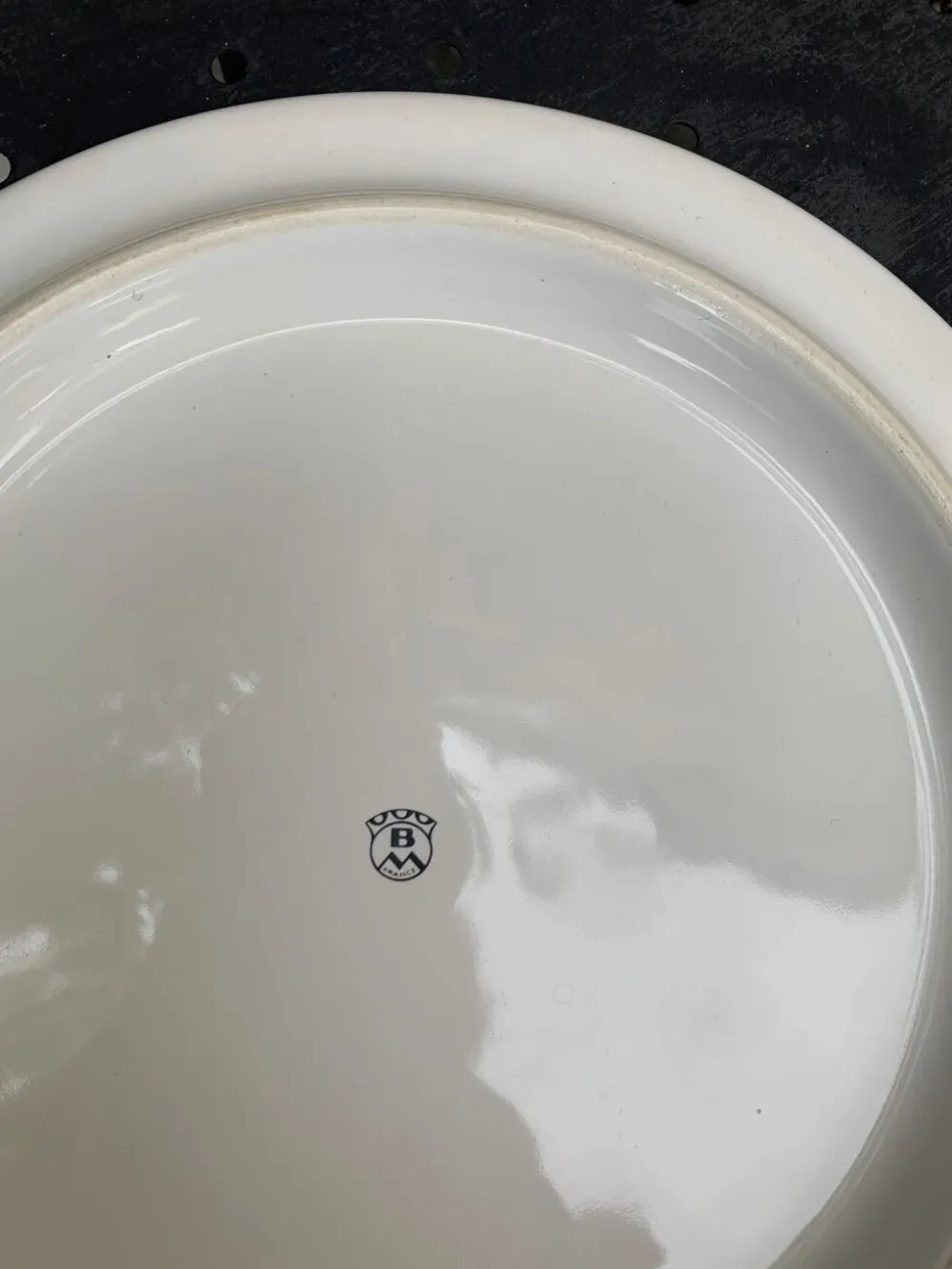 Dessous de plat en faience, centre de table motif cachemire, vintage 1960, estampille B france
