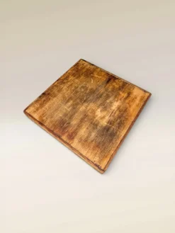 Dessous de plat en grès émaillé et bois style brutaliste, années 70