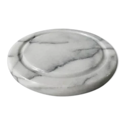 Dessous de plat en marbre blanc, veiné gris