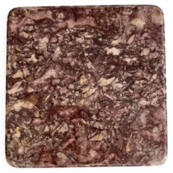 Dessous de plat en marbre rose et pieds boules laiton