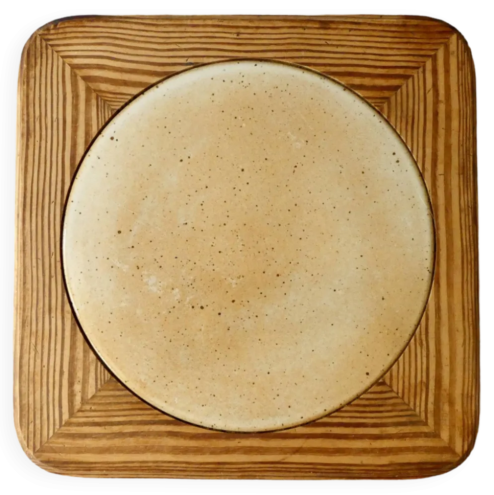 Dessous de plat en pin et en grès du Marais France, années 80