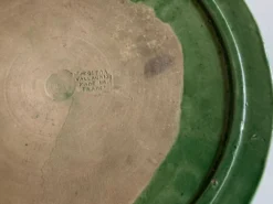 Dessous de plat en terre vernissée vert 1950 Aegitna Vallauris