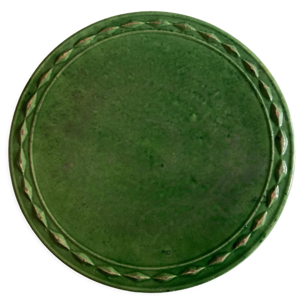 Dessous de plat en terre vernissée vert 1950 Aegitna Vallauris