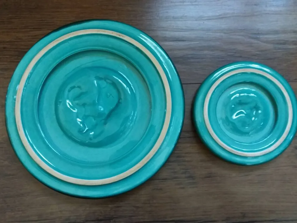 Dessous de plat et de bouteille vert émeraude motif canard