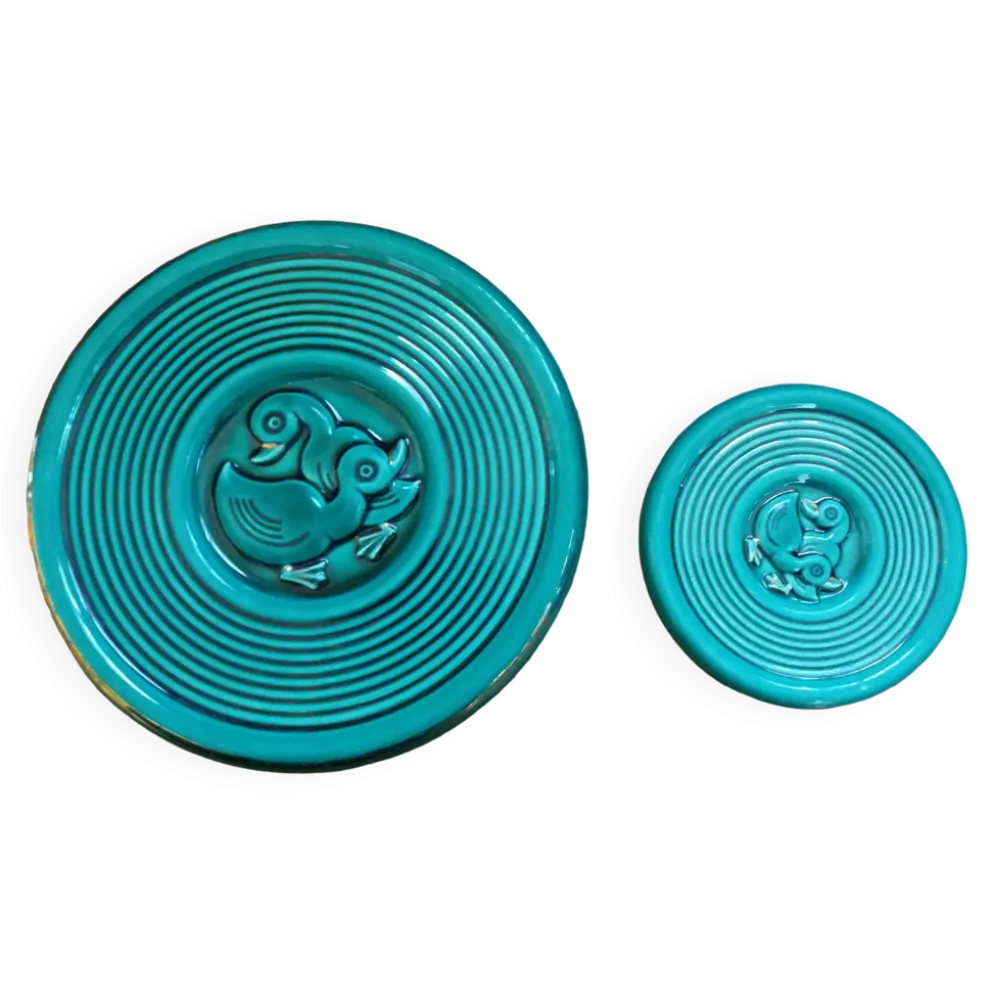 Dessous de plat et de bouteille vert émeraude motif canard