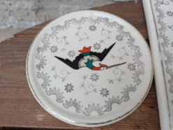 Dessous de plat et 2 dessous de bouteille Longwy modèle Chypre