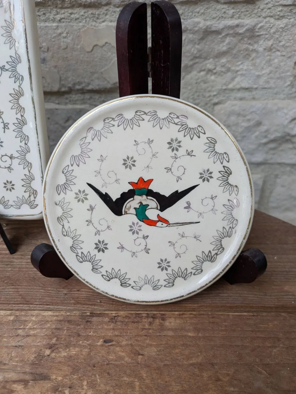 Dessous de plat et 2 dessous de bouteille Longwy modèle Chypre