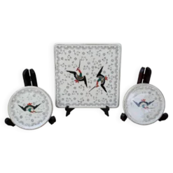 Dessous de plat et 2 dessous de bouteille Longwy modèle Chypre