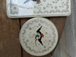 Dessous de plat et 2 dessous de bouteille Longwy modèle Chypre