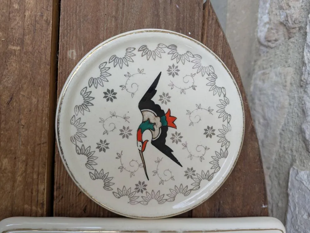 Dessous de plat et 2 dessous de bouteille Longwy modèle Chypre