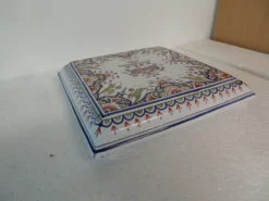 Dessous de plat faience rouen peint a la main decor floral