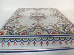 Dessous de plat faience rouen peint a la main decor floral