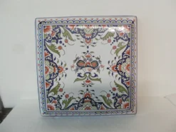 Dessous de plat faience rouen peint a la main decor floral