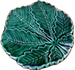 Dessous de plat feuille de vigne céramique émaillée années 1960