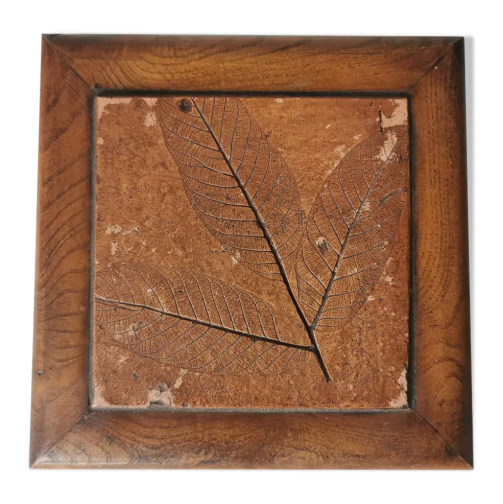 Dessous de plat feuilles bois et carreau