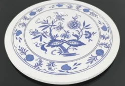 Dessous de plat rond vintage motif floral bleu - Années 70