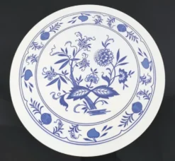 Dessous de plat rond vintage motif floral bleu - Années 70